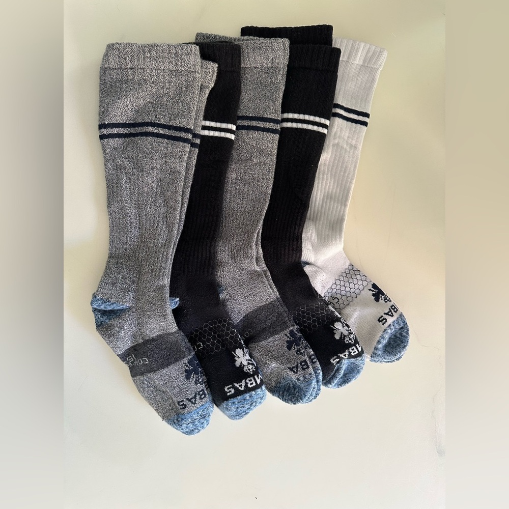 Bombas- 5 pairs of midweight compression (15-20 mmHg) socks
